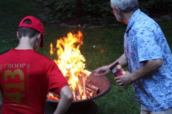 Throwing firecrackers in fire