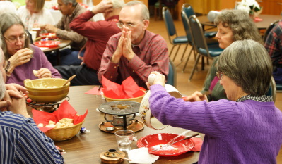 Eating fondue
