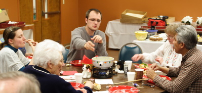 Eating fondue